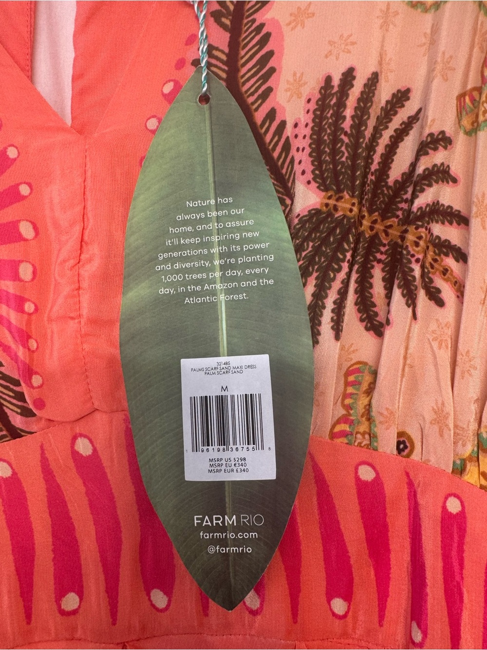 FARM Rio Palms Scarf Sand Coral and Gold Tropical-Print Maxi Dress - Picture 4 of 6